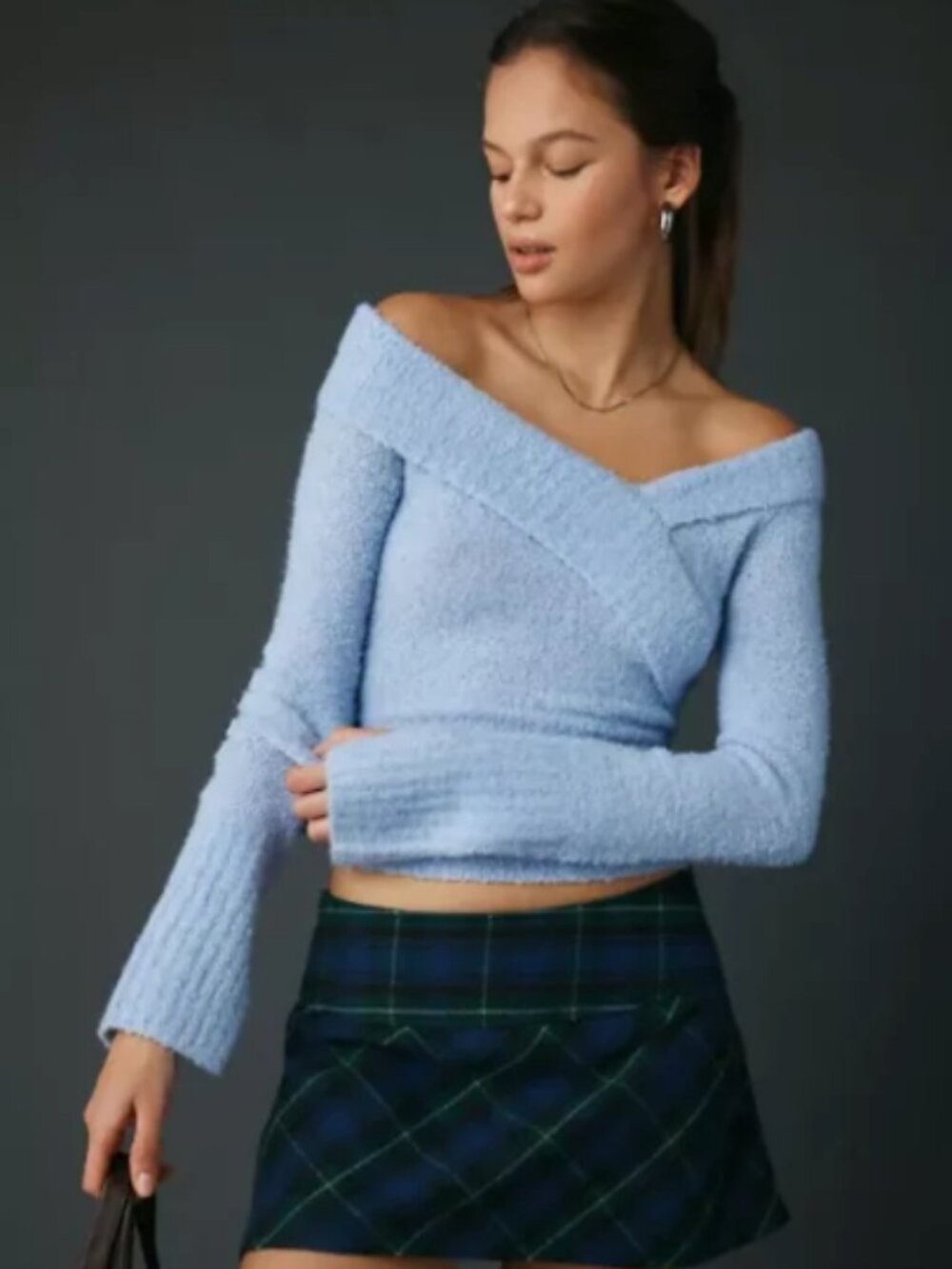 Urban Outfitters Kimchi Blue Asymmetric Foldover Off-The-Shoulder Sweater